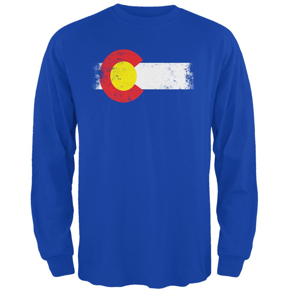 Born and Raised Colorado State Flag Mens Long Sleeve T Shirt Men's Long Sleeves Old Glory 2XL Royal 