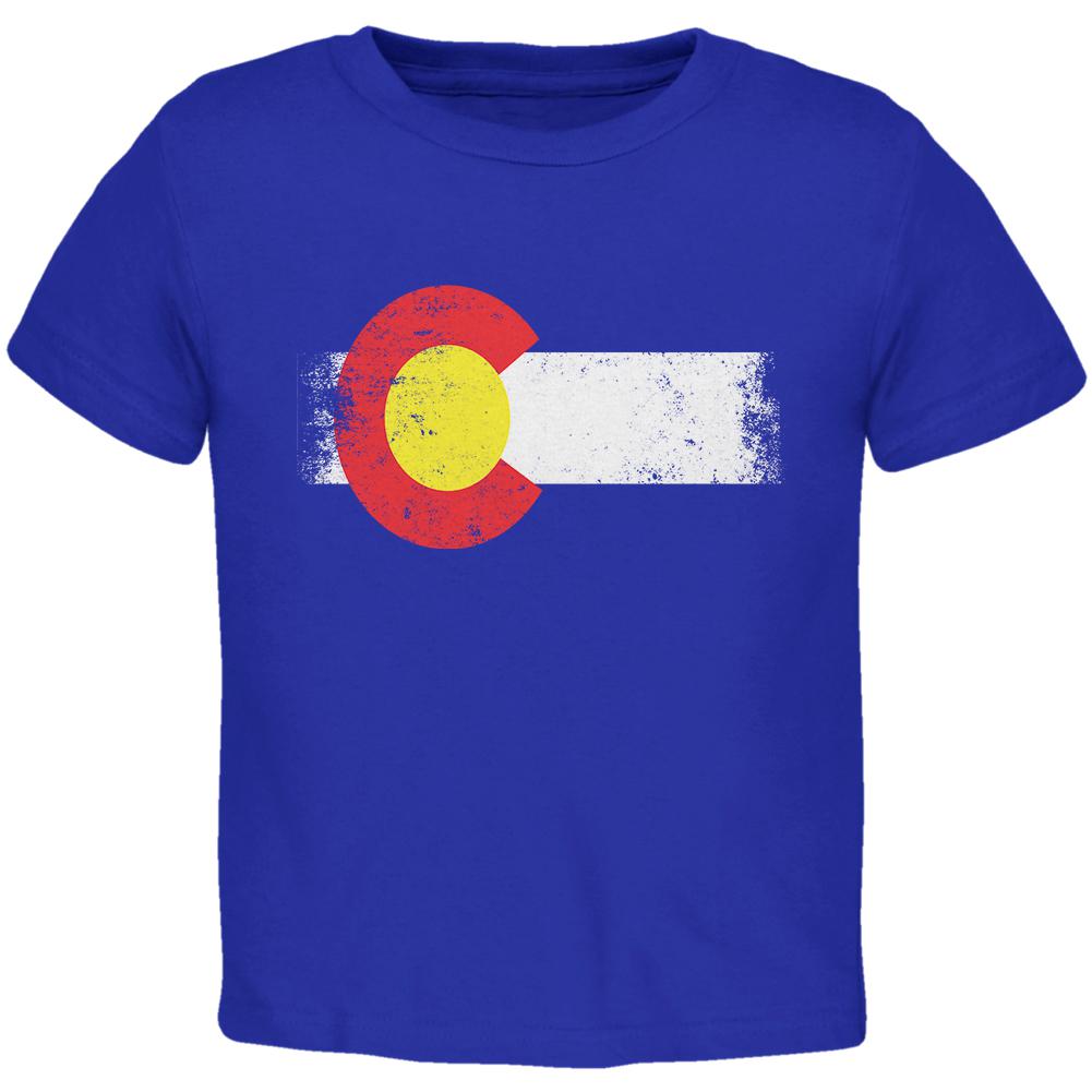 Born and Raised Colorado State Flag Toddler T Shirt Toddler T-Shirts Old Glory 2T Royal 