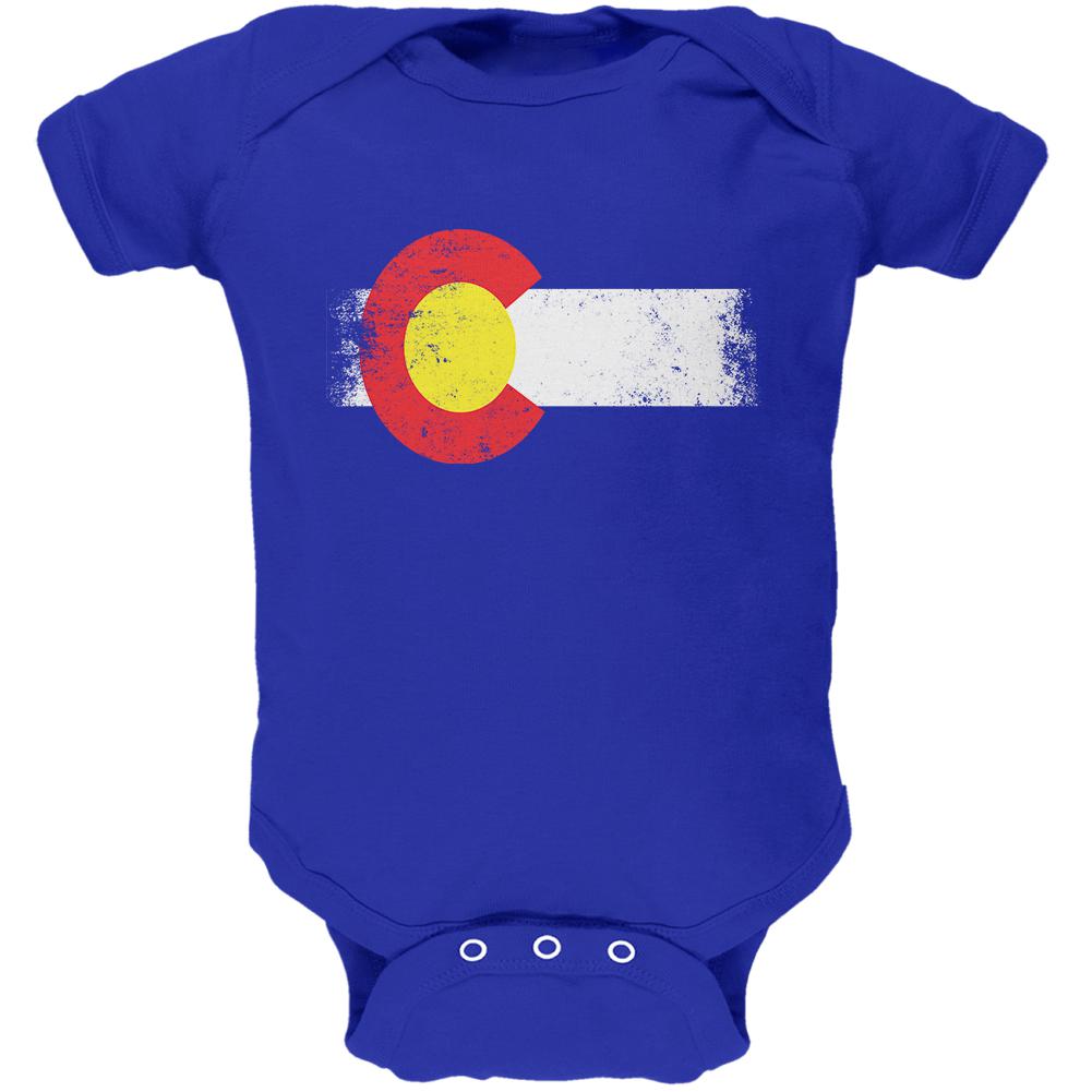 Born and Raised Colorado State Flag Soft Baby One Piece Baby One Piece Old Glory 0-3M Royal 