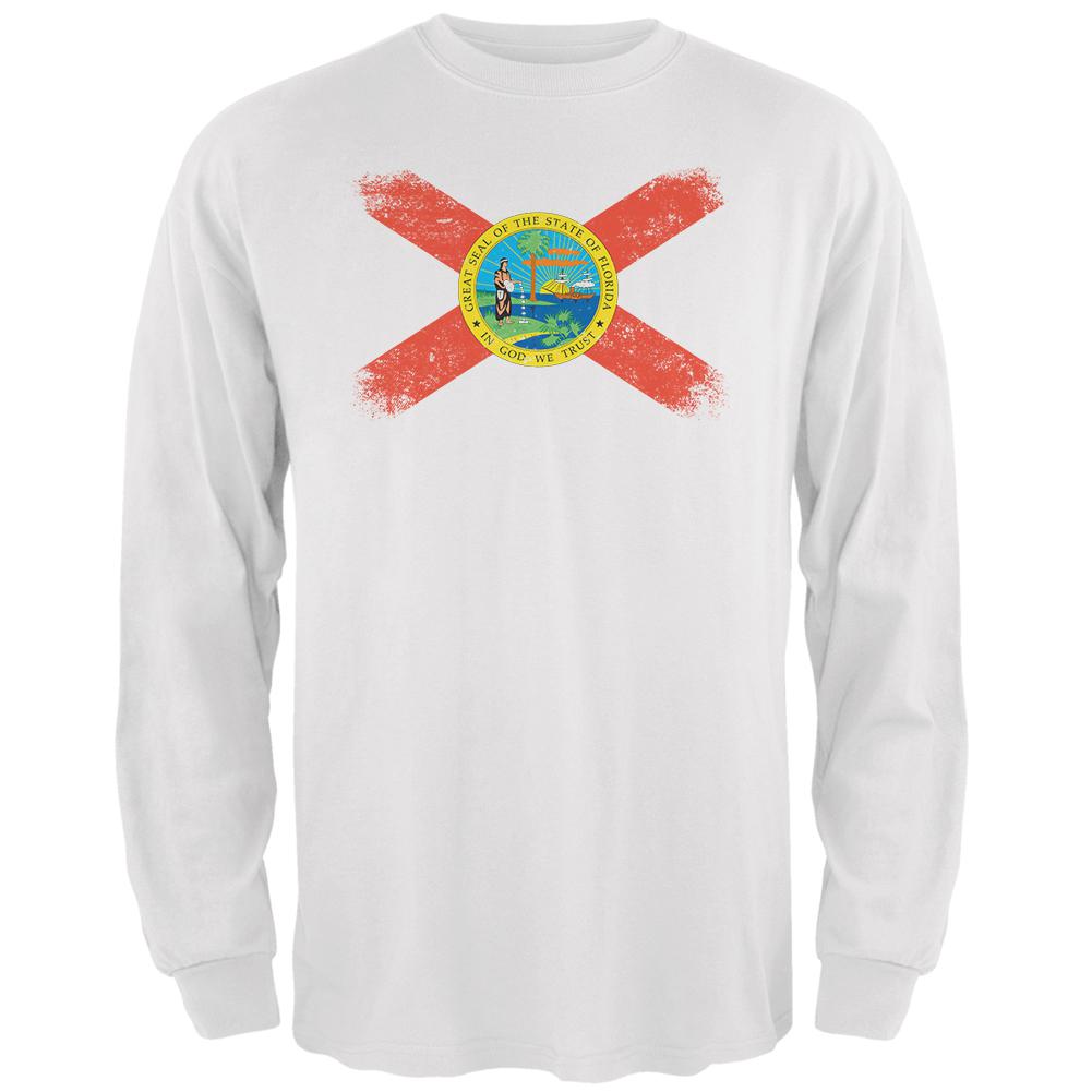 Born and Raised Florida State Flag Mens Long Sleeve T Shirt Men's Long Sleeves Old Glory 2XL White 