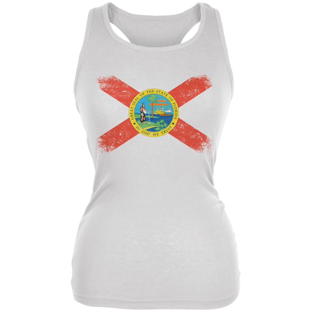 Born and Raised Florida State Flag Juniors Soft Tank Top Juniors Tank Tops Old Glory 2XL White 