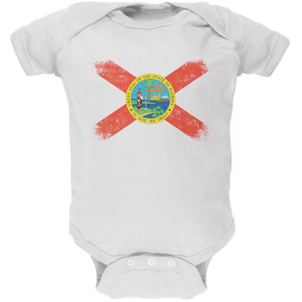 Born and Raised Florida State Flag Soft Baby One Piece Baby One Piece Old Glory 0-3M White 