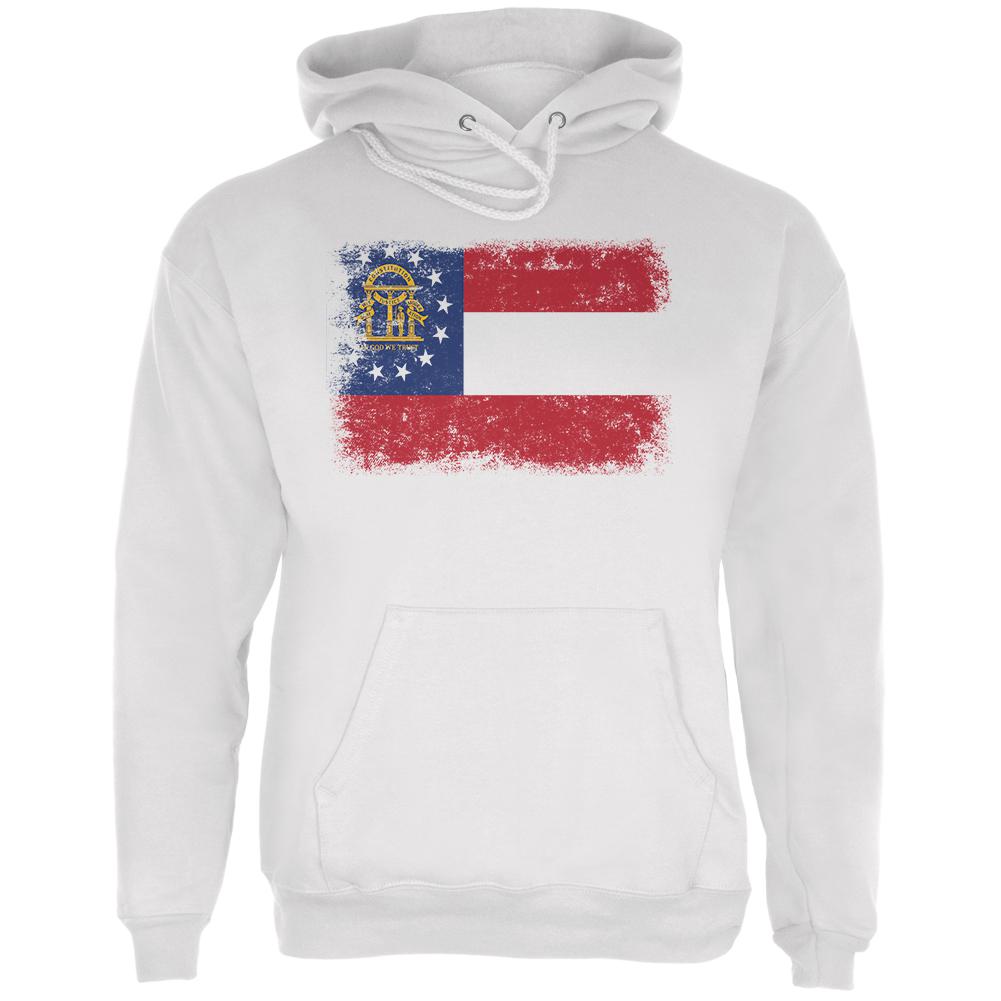 Born and Raised Georgia State Flag Mens Hoodie Men's Hoodies Old Glory LG White 