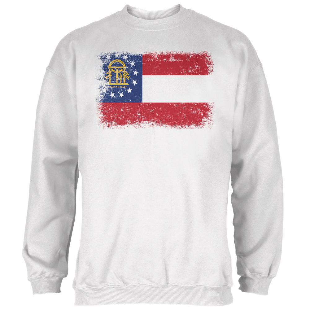 Born and Raised Georgia State Flag Mens Sweatshirt Men's Sweatshirts Old Glory 2XL White 