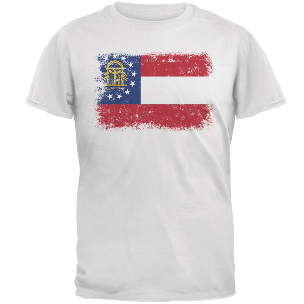 Born and Raised Georgia State Flag Mens T Shirt Men's T-Shirts Old Glory 2XL White 