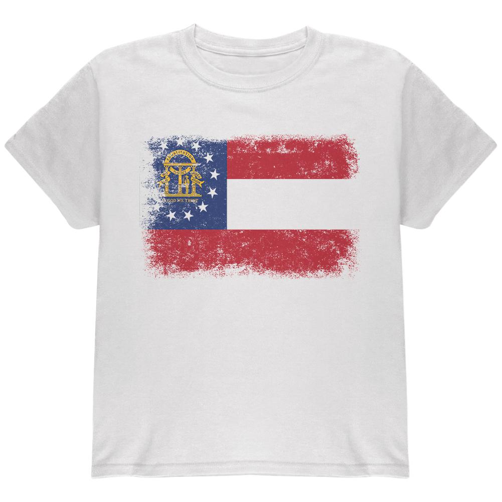 Born and Raised Georgia State Flag Youth T Shirt Youth T-Shirts Old Glory LG White 