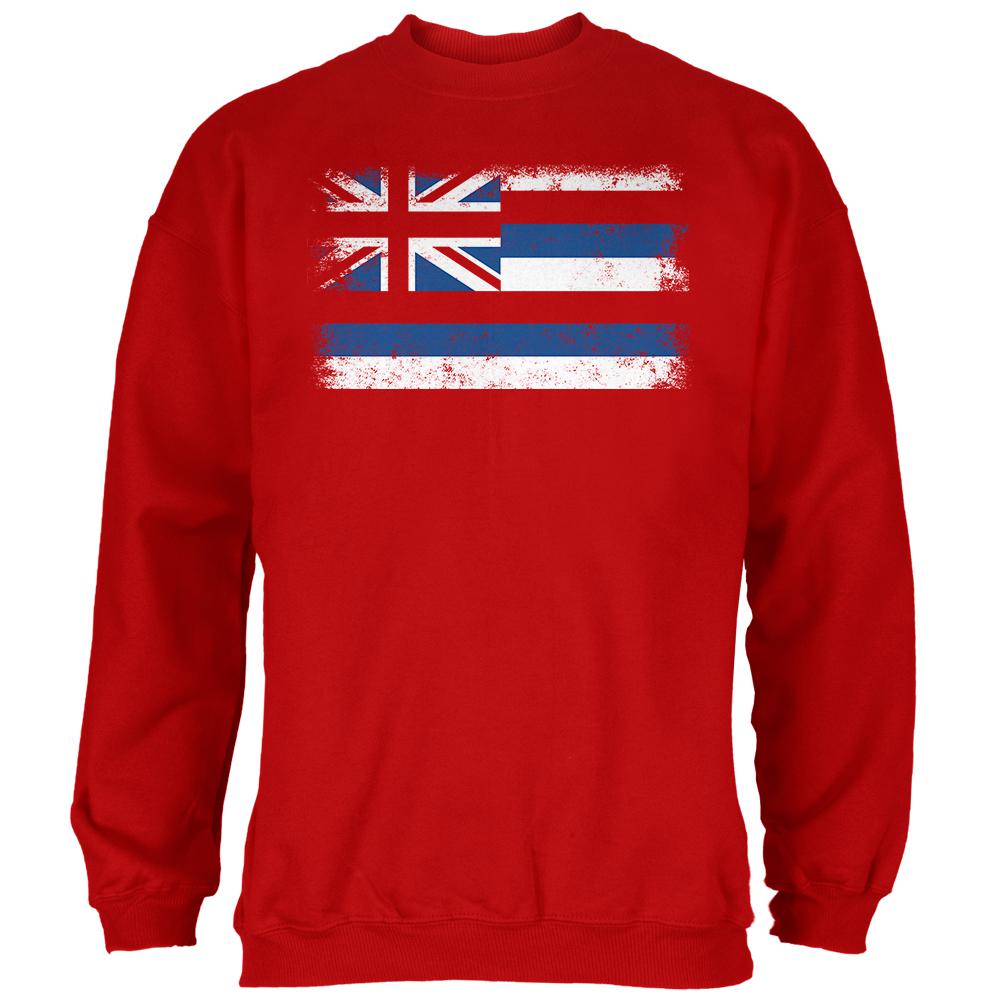 Born and Raised Hawaii State Flag Mens Sweatshirt Men's Sweatshirts Old Glory 2XL Red 