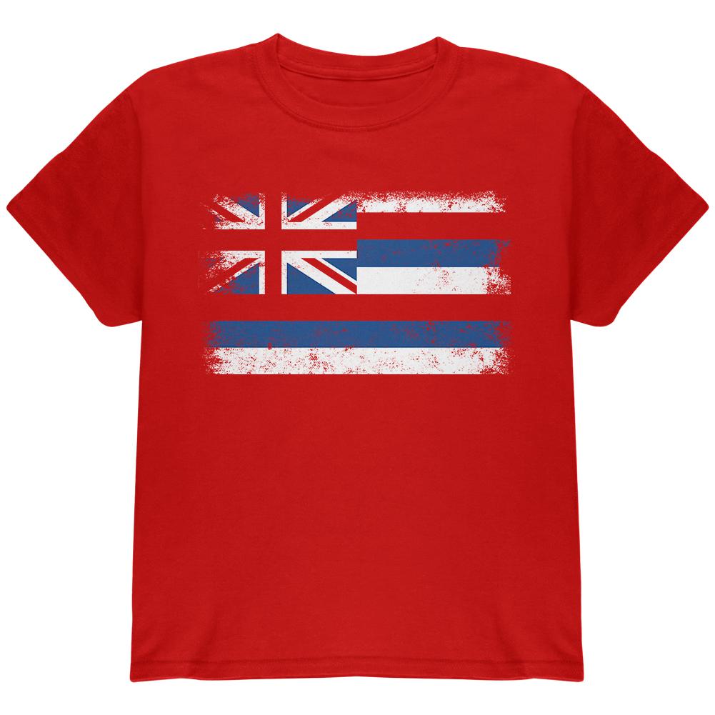 Born and Raised Hawaii State Flag Youth T Shirt Youth T-Shirts Old Glory LG Red 