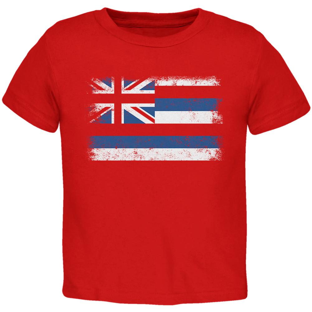 Born and Raised Hawaii State Flag Toddler T Shirt Toddler T-Shirts Old Glory 2T Red 