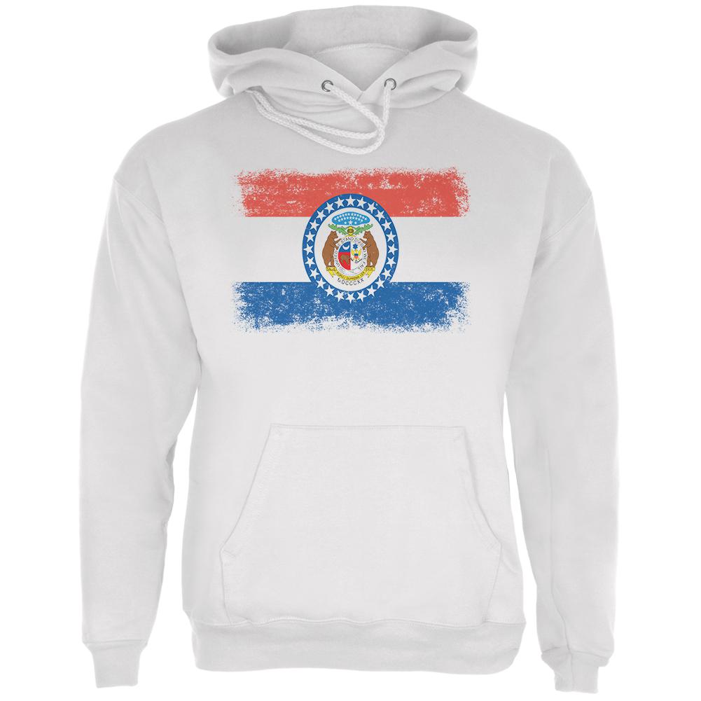 Born and Raised Missouri State Flag Mens Hoodie Men's Hoodies Old Glory LG White 