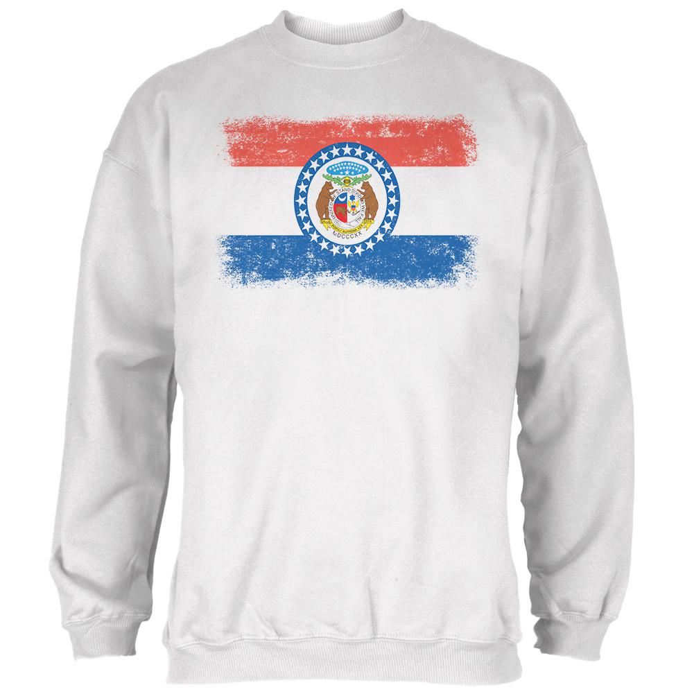 Born and Raised Missouri State Flag Mens Sweatshirt Men's Sweatshirts Old Glory 2XL White 