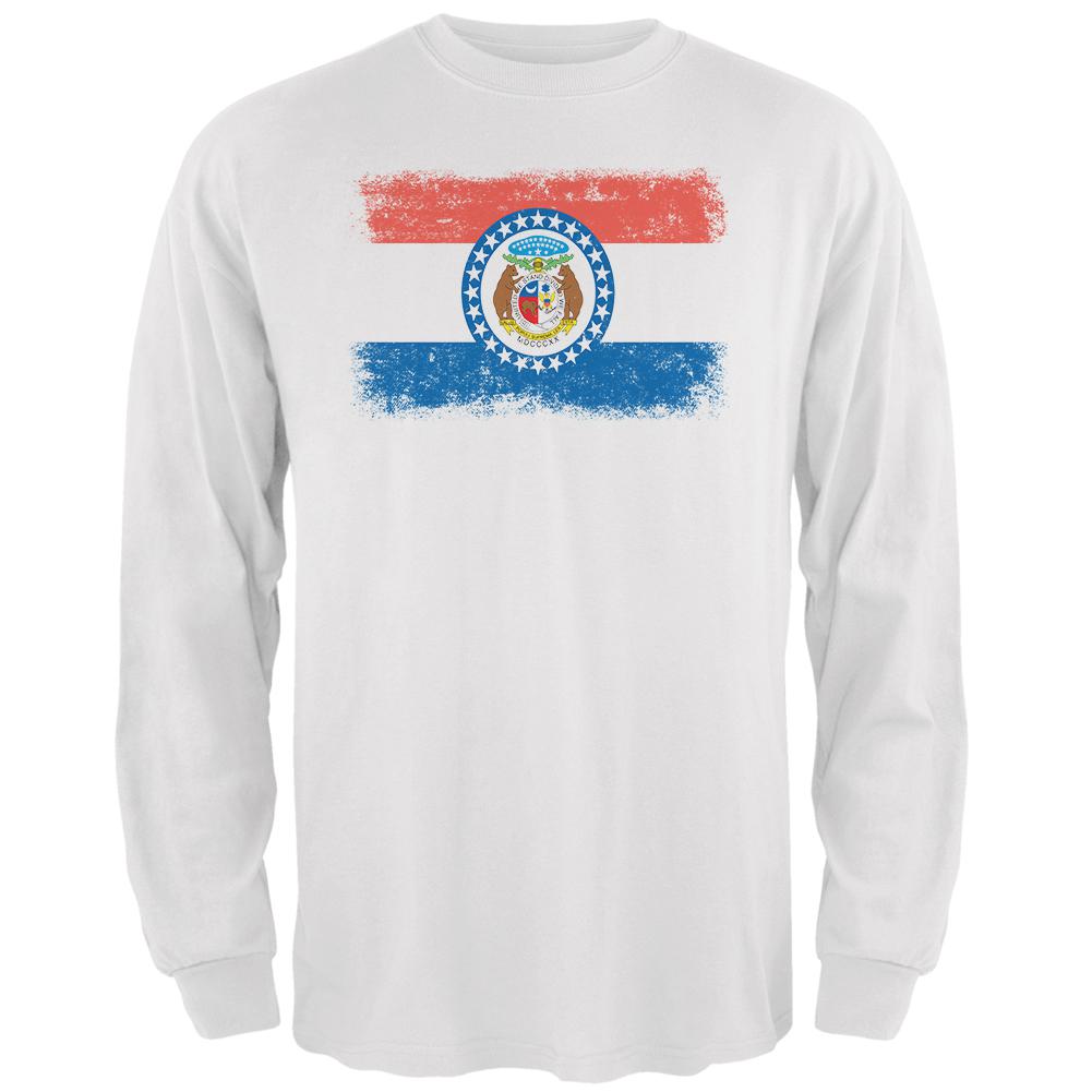 Born and Raised Missouri State Flag Mens Long Sleeve T Shirt Men's Long Sleeves Old Glory 2XL White 