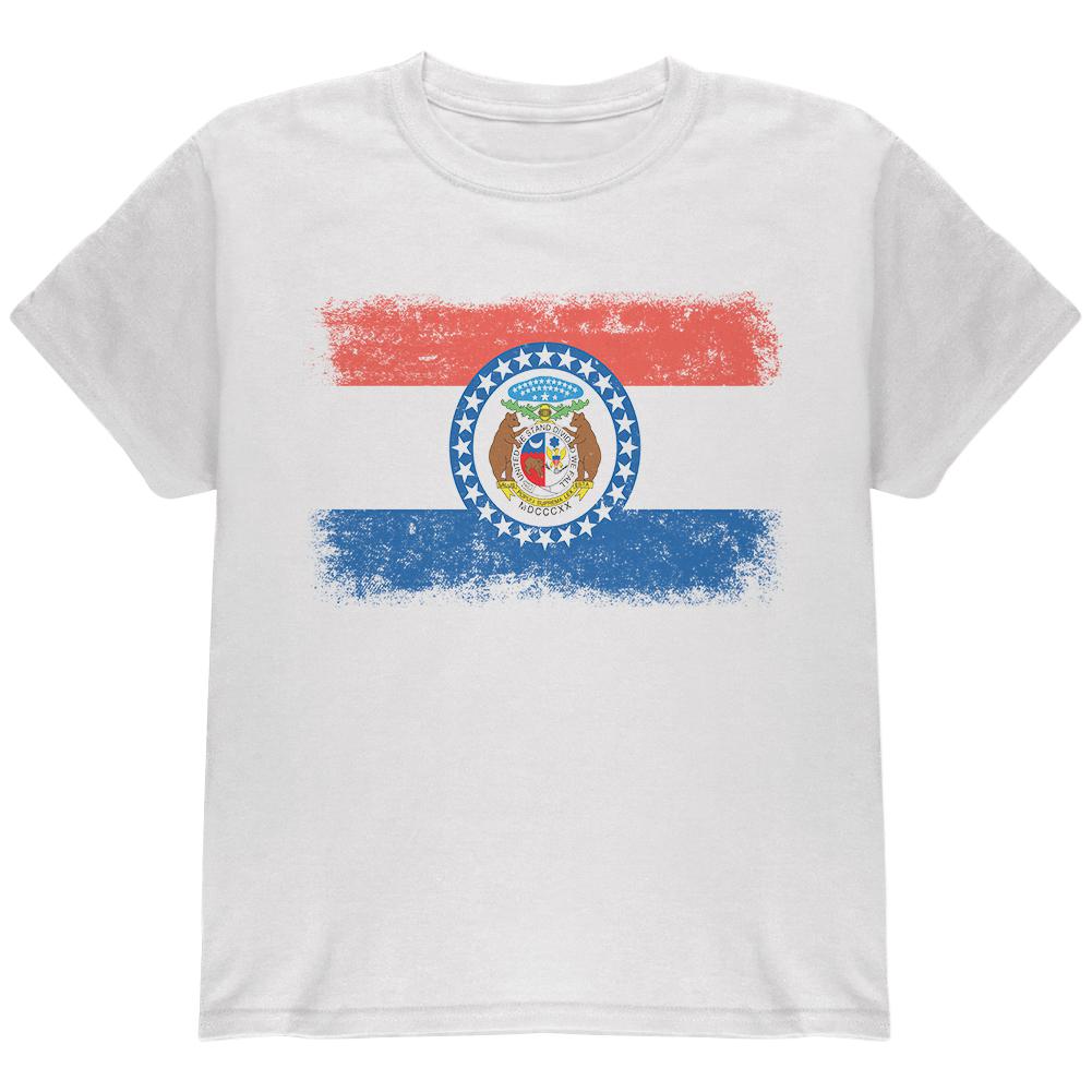 Born and Raised Missouri State Flag Youth T Shirt Youth T-Shirts Old Glory LG White 