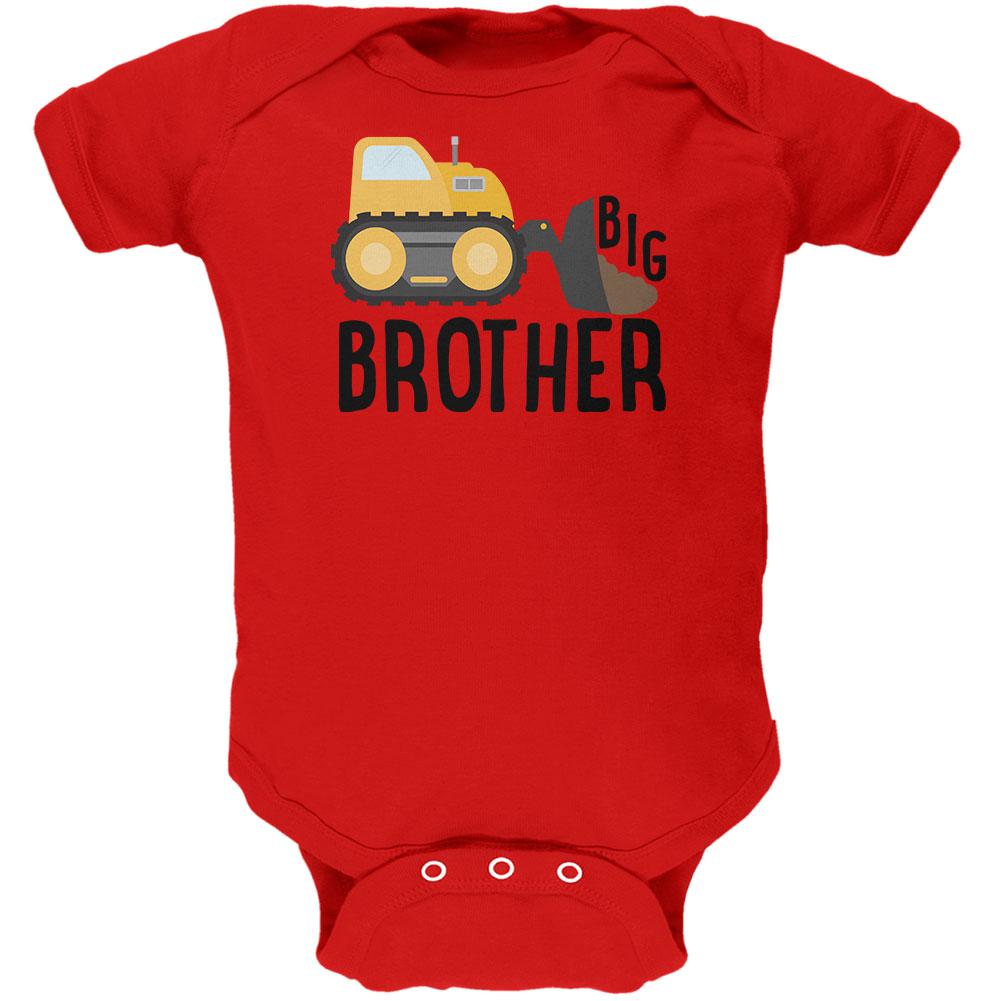 Big Brother Construction Truck Digger Soft Baby One Piece Baby One Piece Old Glory 0-3M Red 