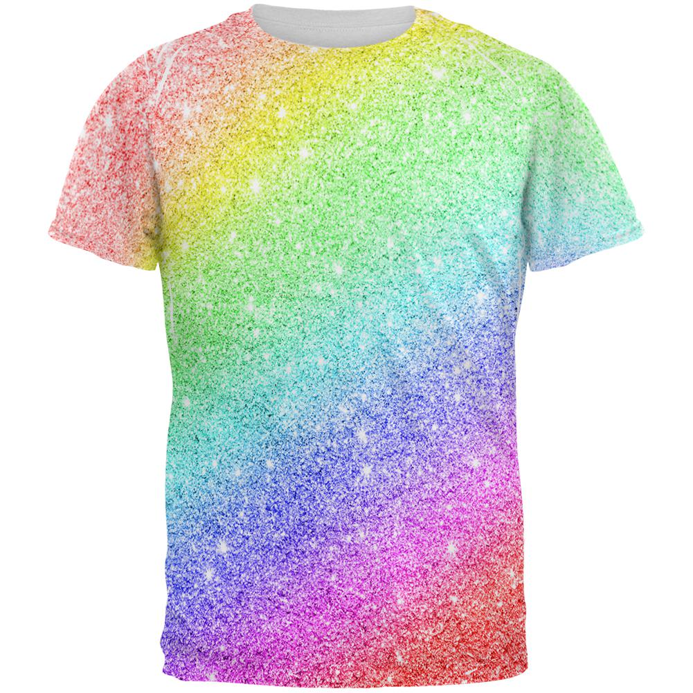 LGBTQ Pride Faux Rainbow Glitter All Over Mens T Shirt Men's T-Shirts Old Glory 2XL Multi 