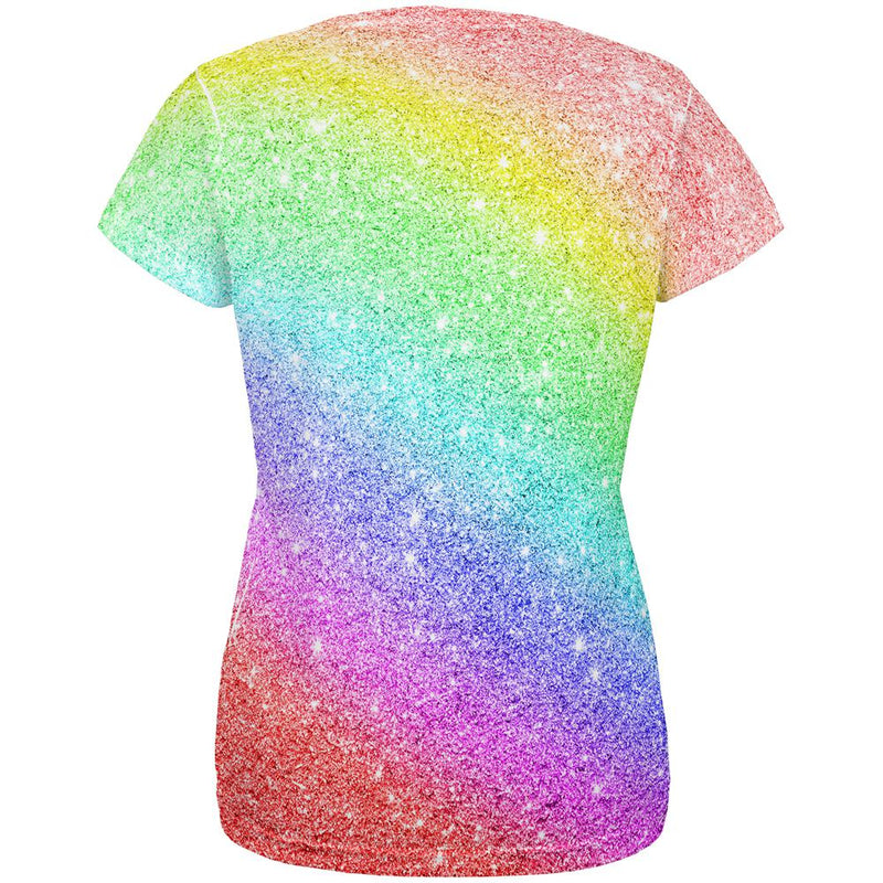 LGBTQ Pride Faux Rainbow Glitter All Over Womens T Shirt Women's T-Shirts Old Glory   