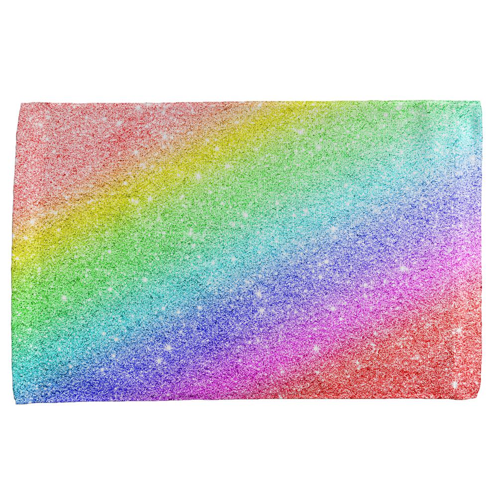 LGBTQ Pride Faux Rainbow Glitter All Over Hand Towel Hand Towel Old Glory OS Multi 