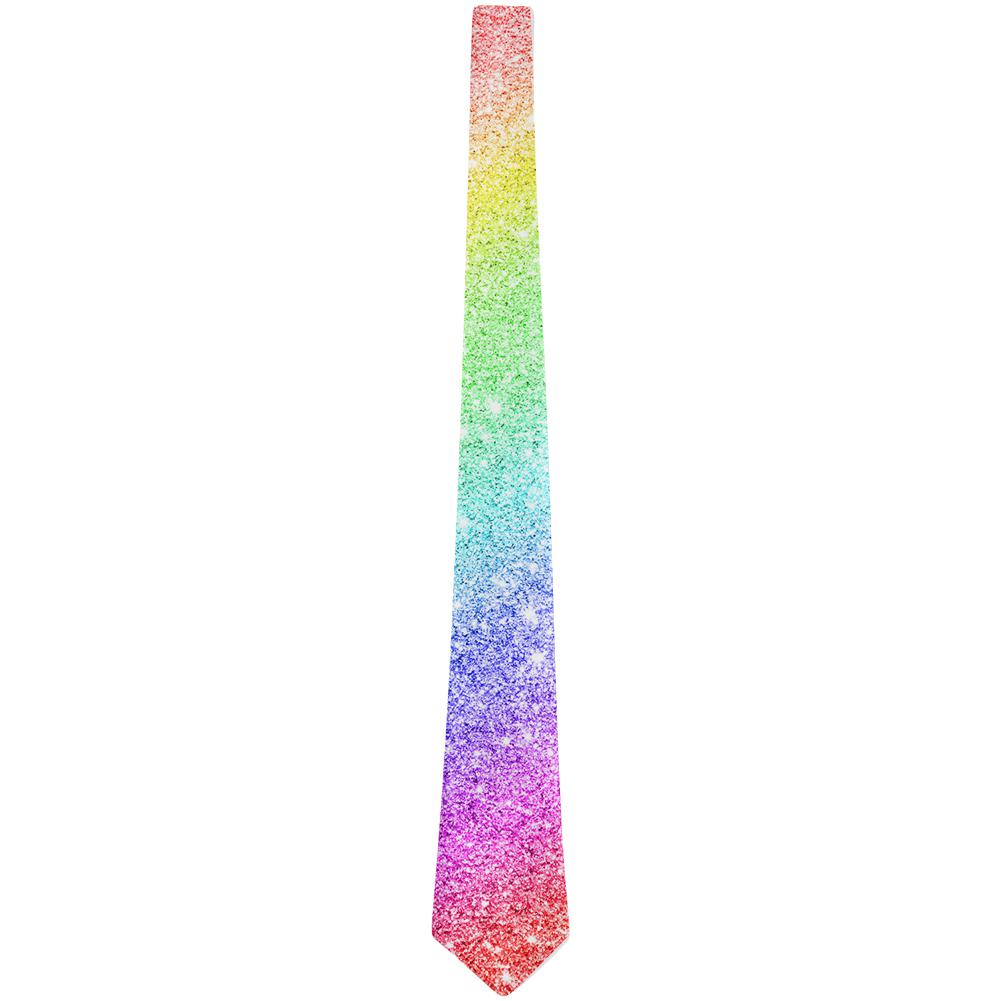 LGBTQ Pride Faux Rainbow Glitter All Over Neck Tie Men's Neck Ties Old Glory   