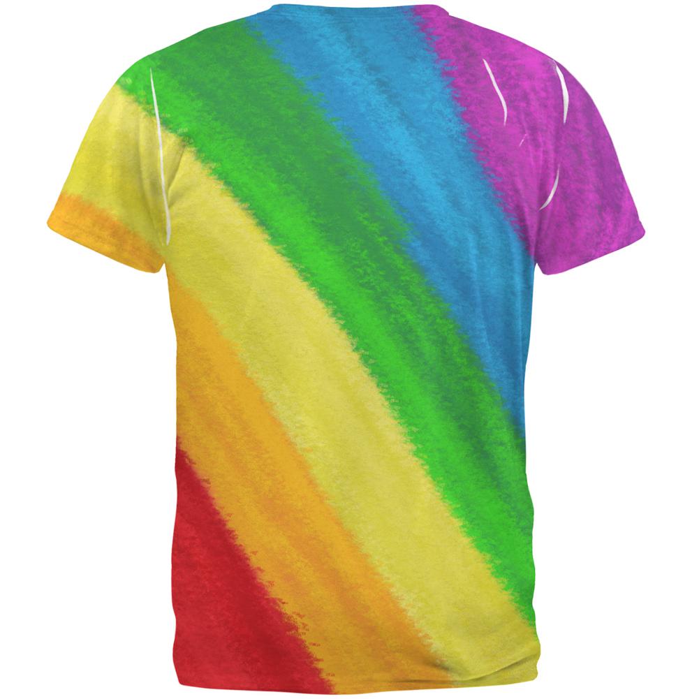 LGBTQ Rainbow Pride Crayon Flag All Over Mens T Shirt Men's T-Shirts Old Glory   