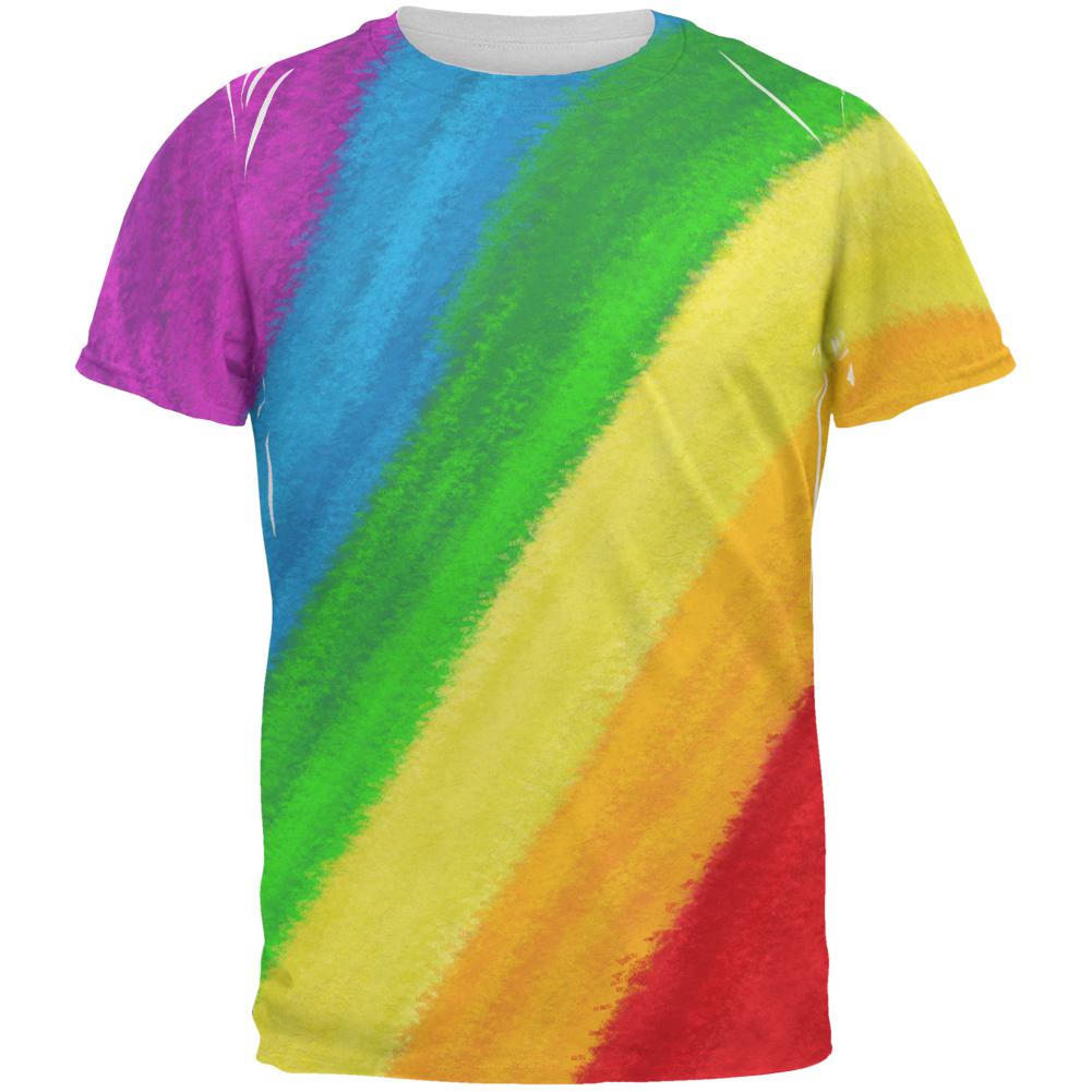 LGBTQ Rainbow Pride Crayon Flag All Over Mens T Shirt Men's T-Shirts Old Glory 2XL Multi 