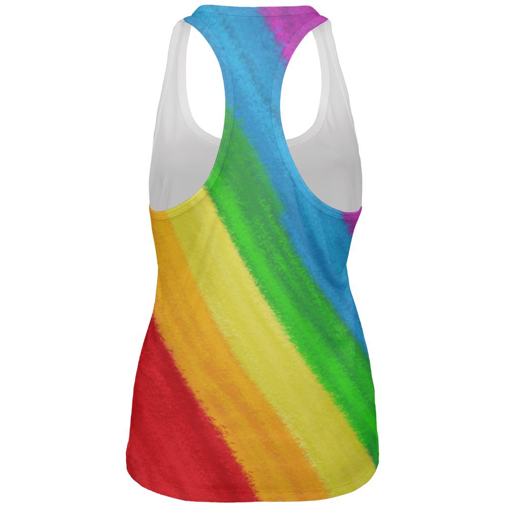 LGBTQ Rainbow Pride Crayon Flag All Over Womens Work Out Tank Top Women's Tank Tops Old Glory   