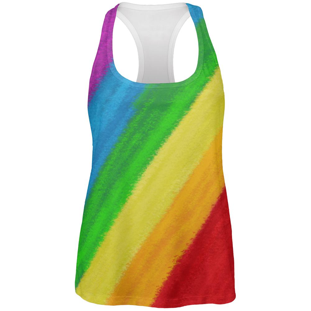 LGBTQ Rainbow Pride Crayon Flag All Over Womens Work Out Tank Top Women's Tank Tops Old Glory 2XL Multi 