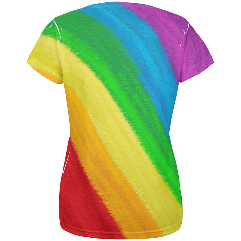 LGBTQ Rainbow Pride Crayon Flag All Over Womens T Shirt Women's T-Shirts Old Glory   