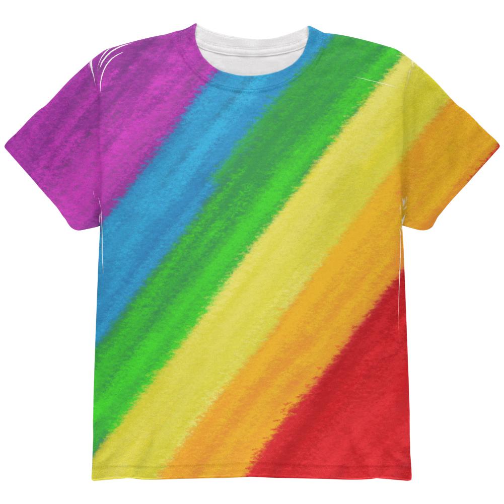 LGBTQ Rainbow Pride Crayon Flag All Over Youth T Shirt Youth T-Shirts Old Glory LG Multi 