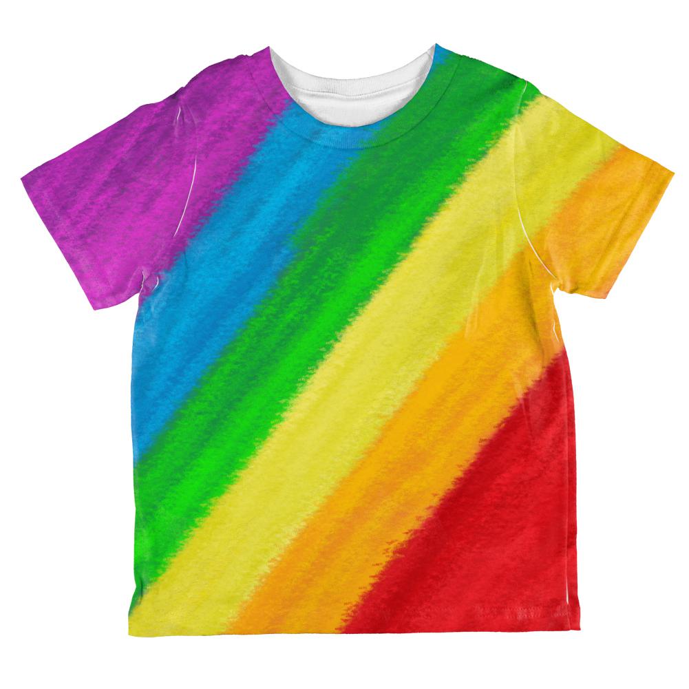 LGBTQ Rainbow Pride Crayon Flag All Over Toddler T Shirt Toddler T-Shirts Old Glory 2T Multi 