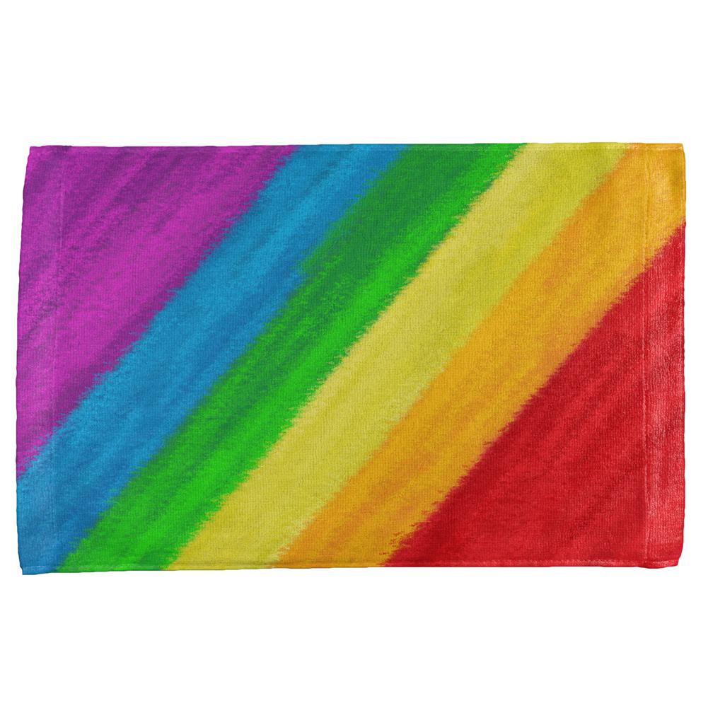 LGBTQ Rainbow Pride Crayon Flag All Over Hand Towel Hand Towel Old Glory OS Multi 