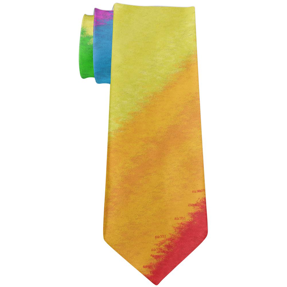 LGBTQ Rainbow Pride Crayon Flag All Over Neck Tie Men's Neck Ties Old Glory OS Multi 