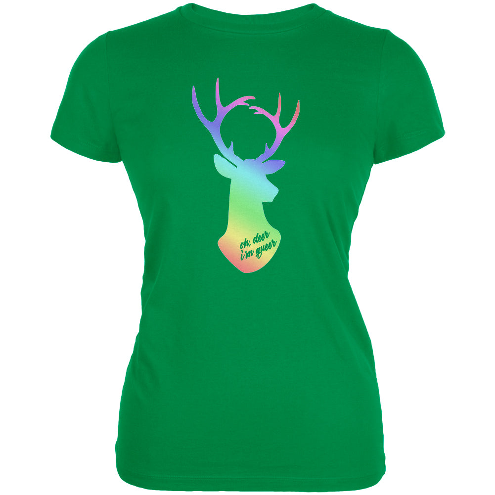 LGBTQ Oh Deer I'm Queer Juniors Soft T Shirt Juniors T-Shirts LGBT 2XL Irish Green 