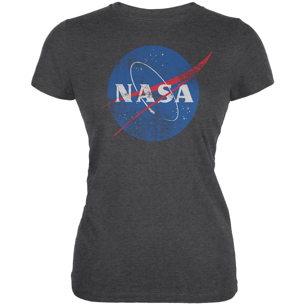 NASA Distressed Logo Juniors Soft T Shirt Juniors T-Shirts NASA 2XL Black 