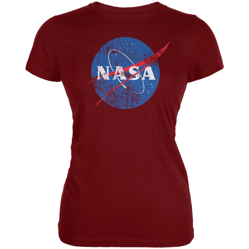 NASA Distressed Logo Juniors Soft T Shirt Juniors T-Shirts NASA LG Red 