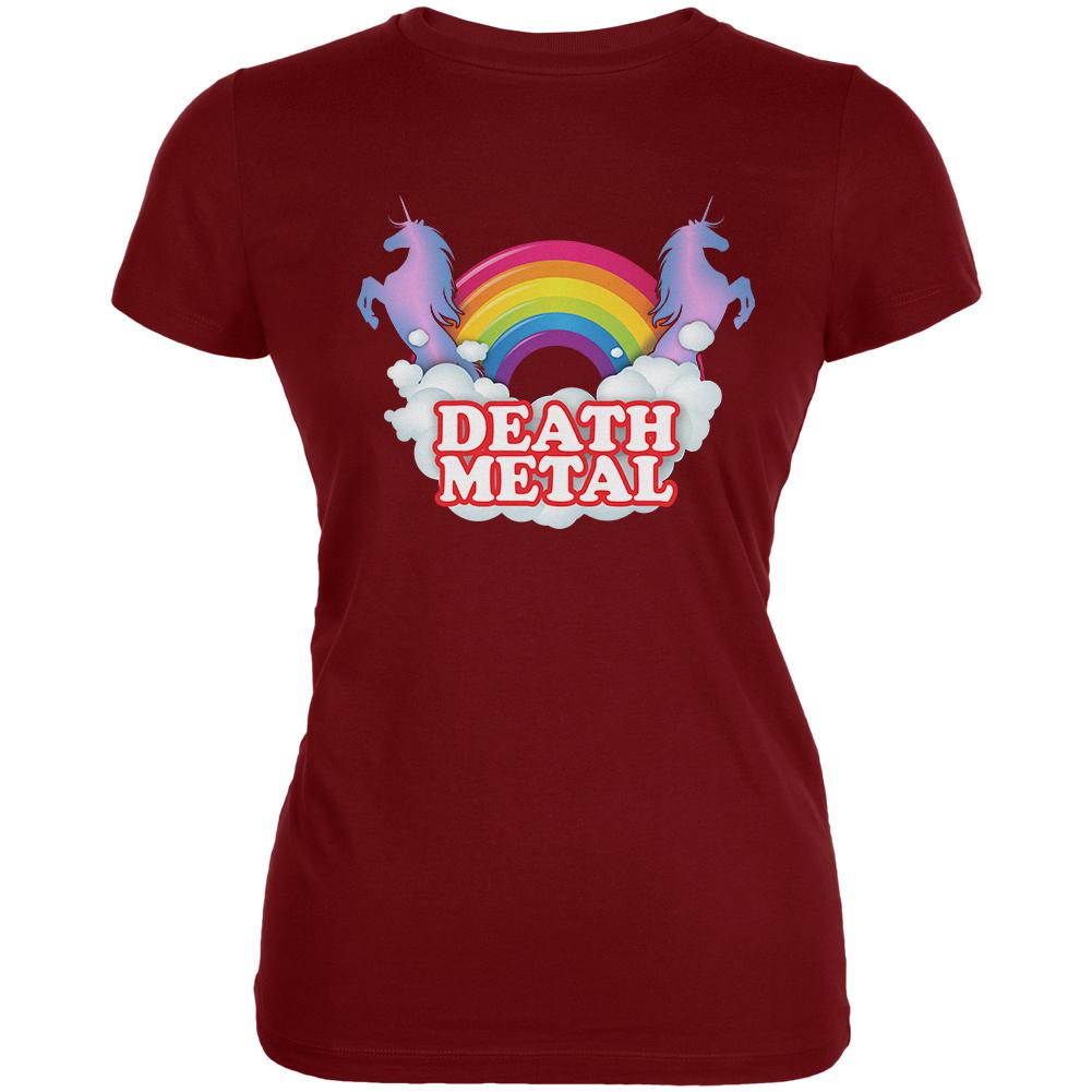 Death Metal Rainbow Juniors Soft T Shirt Juniors T-Shirts Old Glory LG Garnet Red 