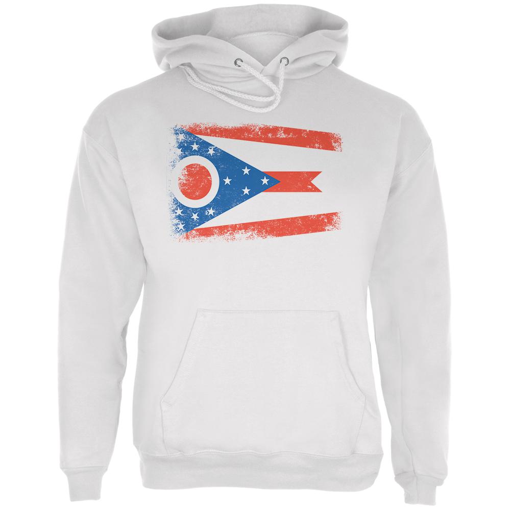 Born and Raised Ohio State Flag Mens Hoodie Men's Hoodies Old Glory LG White 