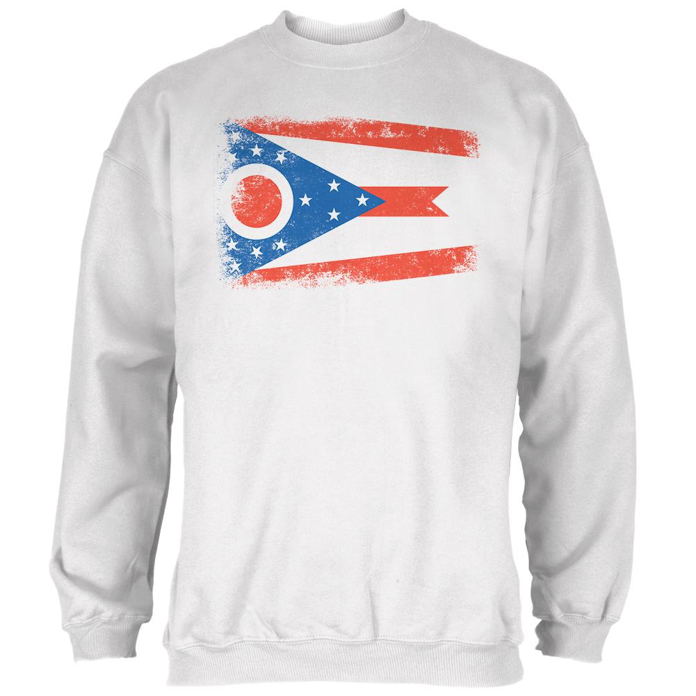 Born and Raised Ohio State Flag Mens Sweatshirt Men's Sweatshirts Old Glory 2XL White 