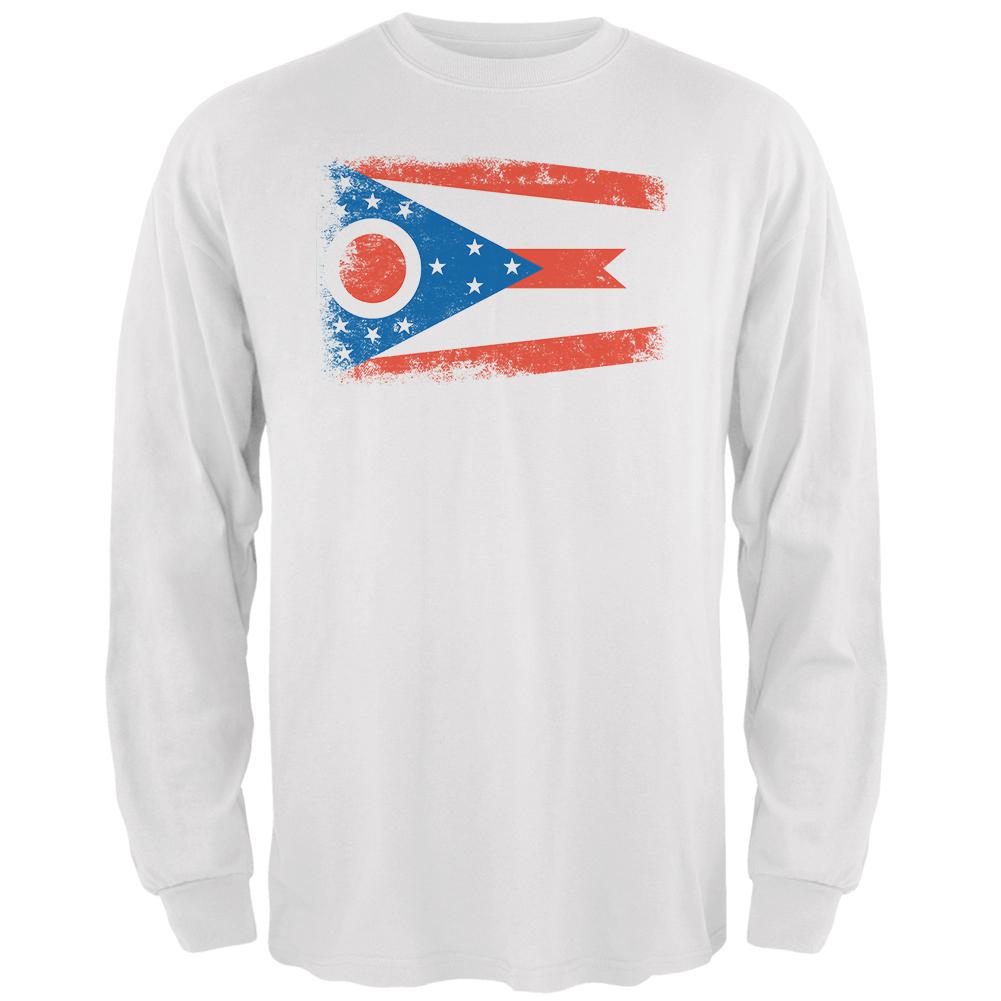 Born and Raised Ohio State Flag Mens Long Sleeve T Shirt Men's Long Sleeves Old Glory 2XL White 