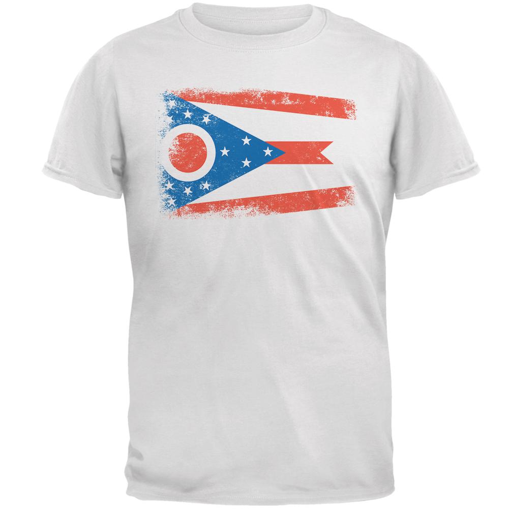 Born and Raised Ohio State Flag Mens T Shirt Men's T-Shirts Old Glory 2XL White 