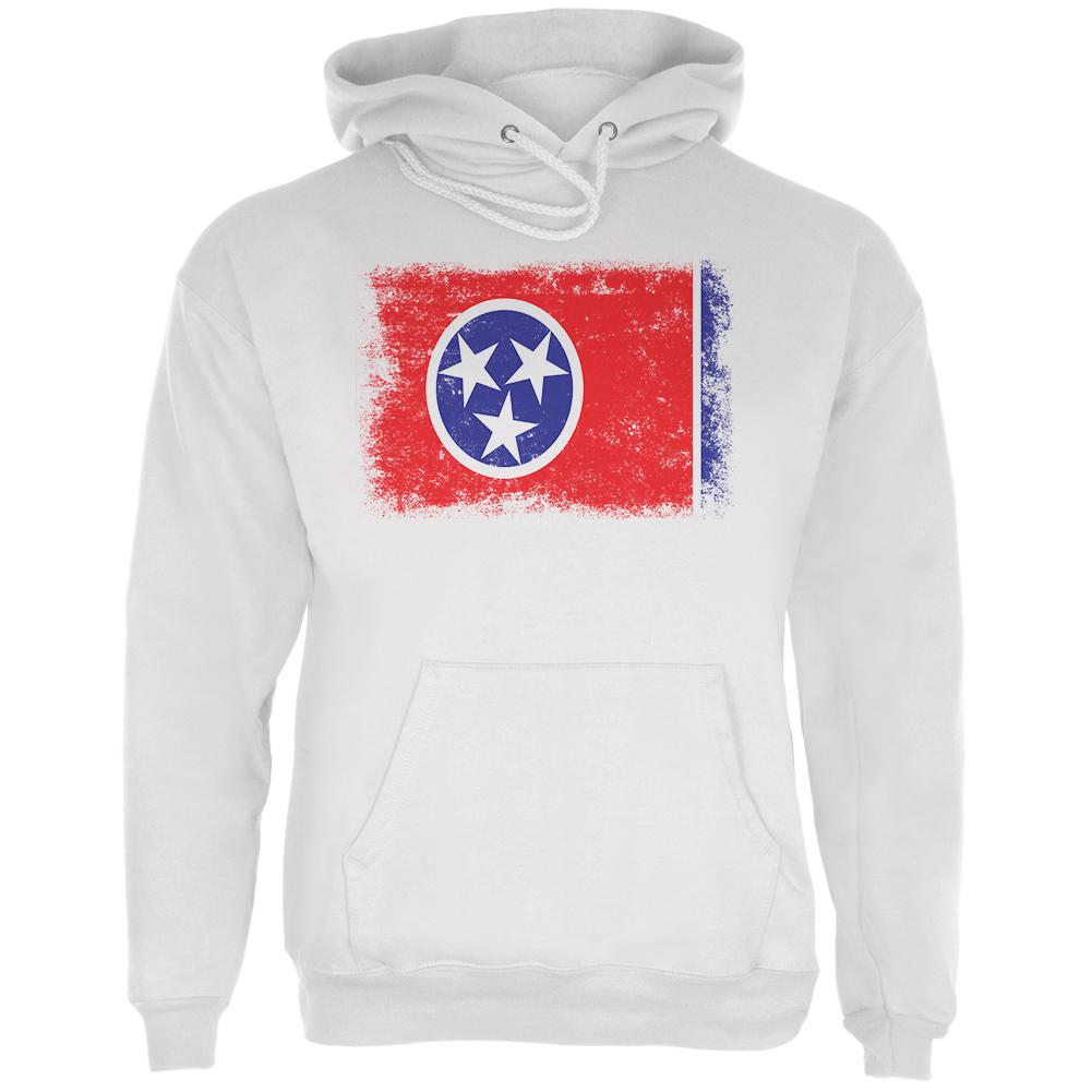 Born and Raised Tennessee State Flag Mens Hoodie Men's Hoodies Old Glory LG White 