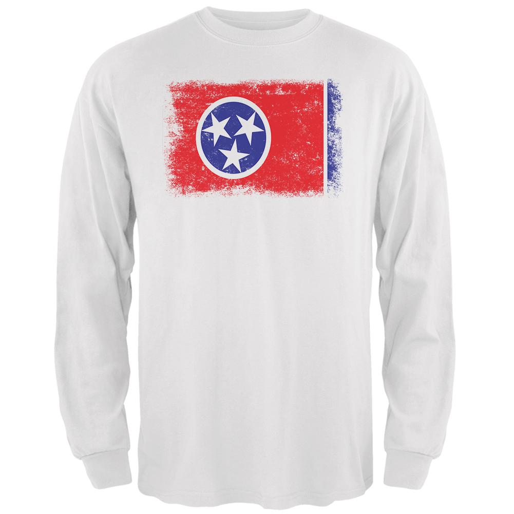 Born and Raised Tennessee State Flag Mens Long Sleeve T Shirt Men's Long Sleeves Old Glory 2XL White 