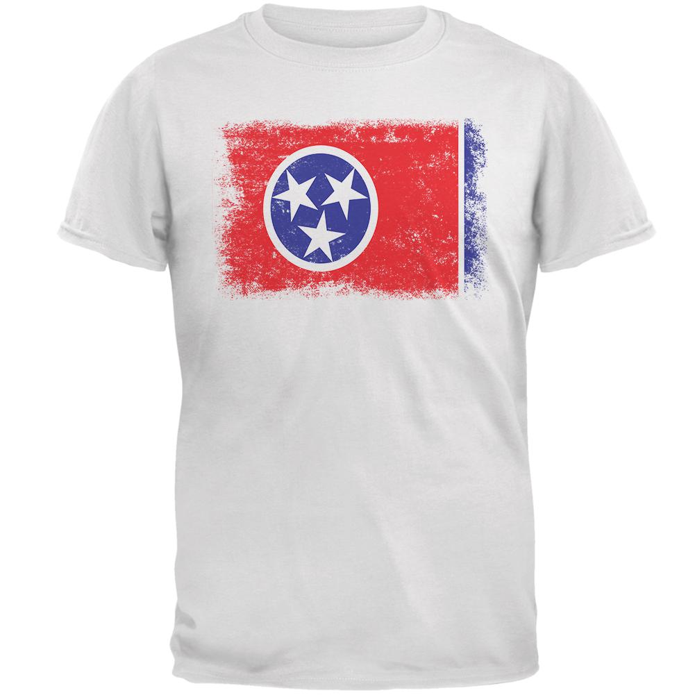 Born and Raised Tennessee State Flag Mens T Shirt Men's T-Shirts Old Glory 2XL White 