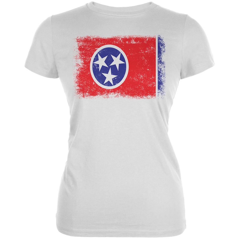 Born and Raised Tennessee State Flag Juniors Soft T Shirt Juniors T-Shirts Old Glory 2XL White 