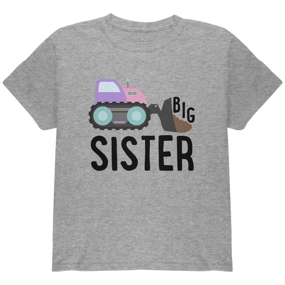 Big Sister Construction Truck Digger Youth T Shirt Youth T-Shirts Old Glory LG Heather 