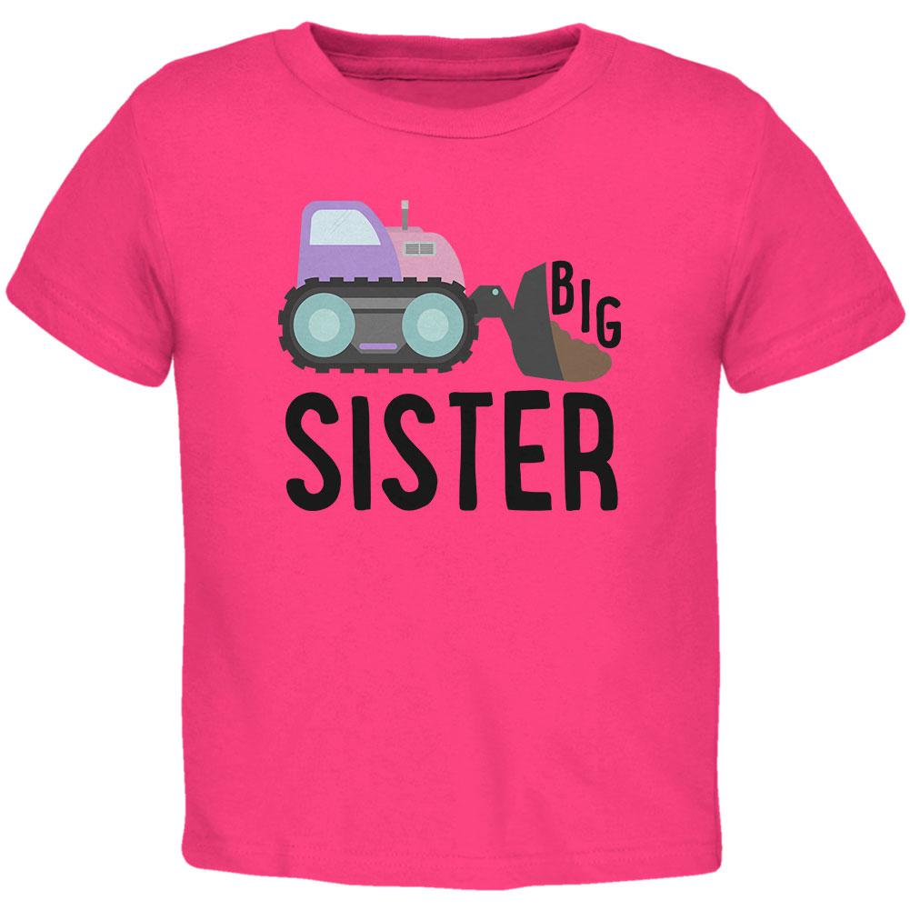 Big Sister Construction Truck Digger Toddler T Shirt Toddler T-Shirts Old Glory 2T Hot Pink 