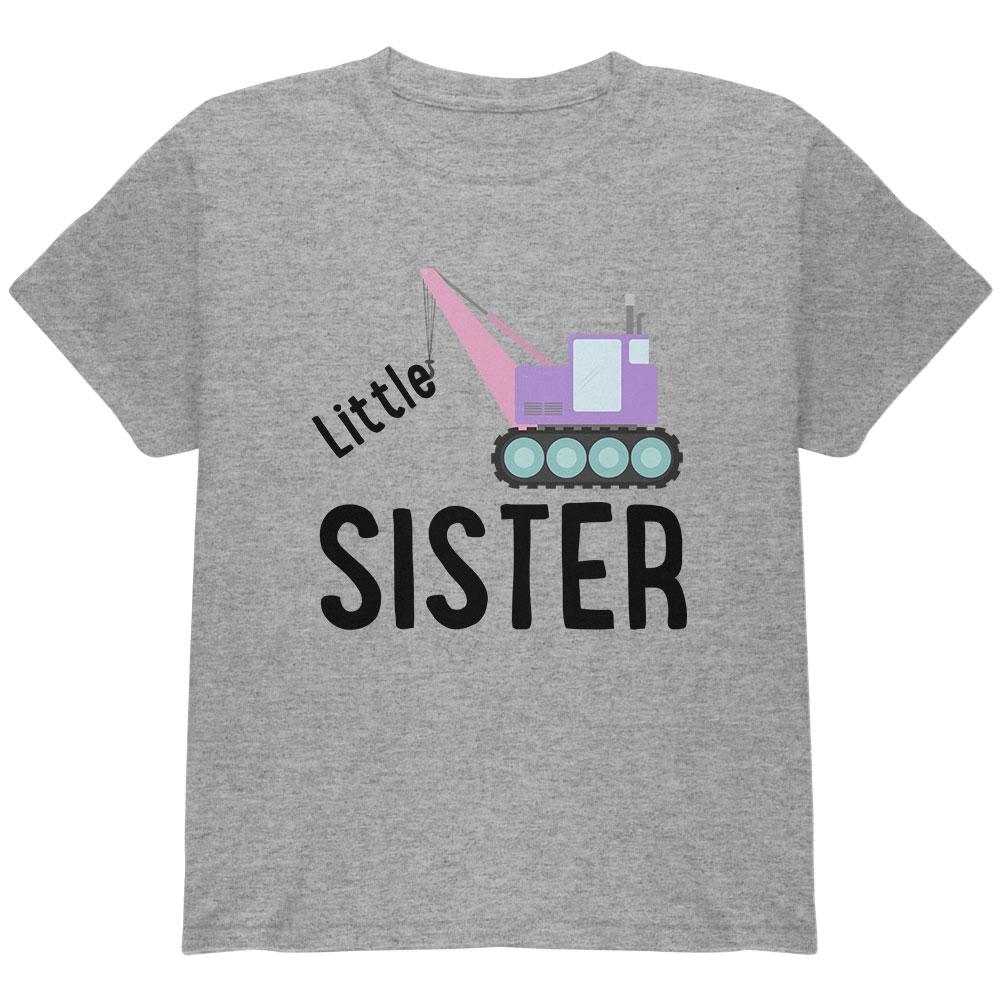 Little Sister Construction Truck Crane Youth T Shirt Youth T-Shirts Old Glory LG Heather 