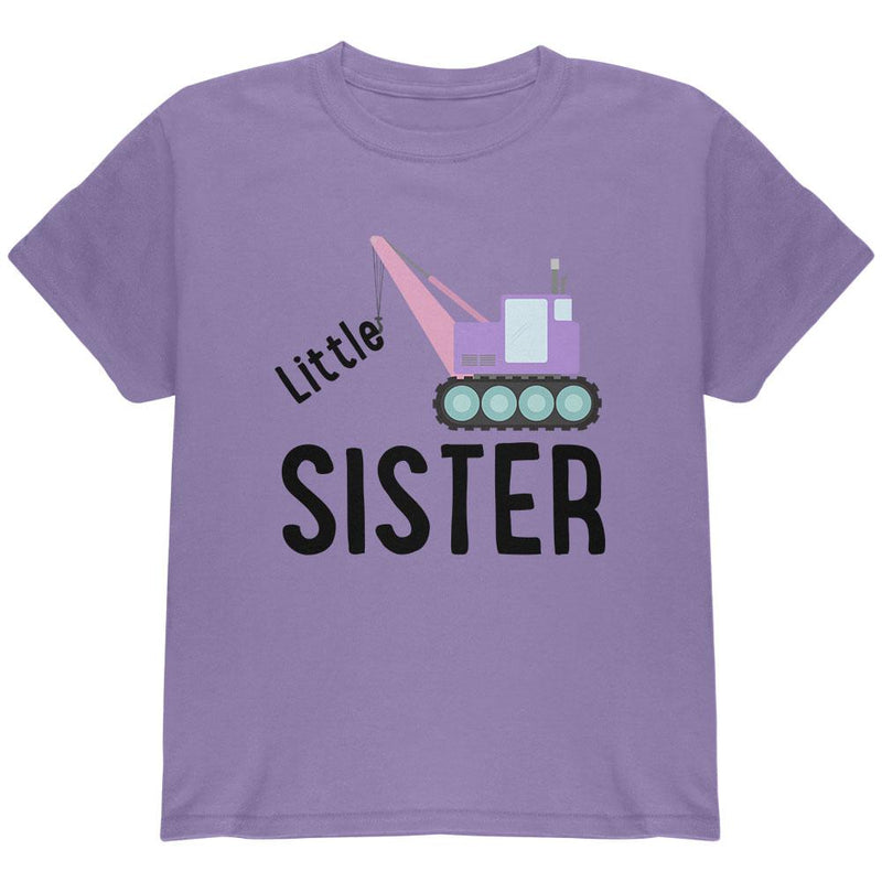 Little Sister Construction Truck Crane Youth T Shirt Youth T-Shirts Old Glory LG Violet 