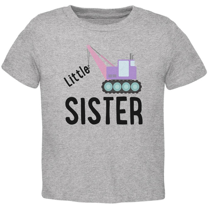 Little Sister Construction Truck Crane Toddler T Shirt Toddler T-Shirts Old Glory 2T Heather 