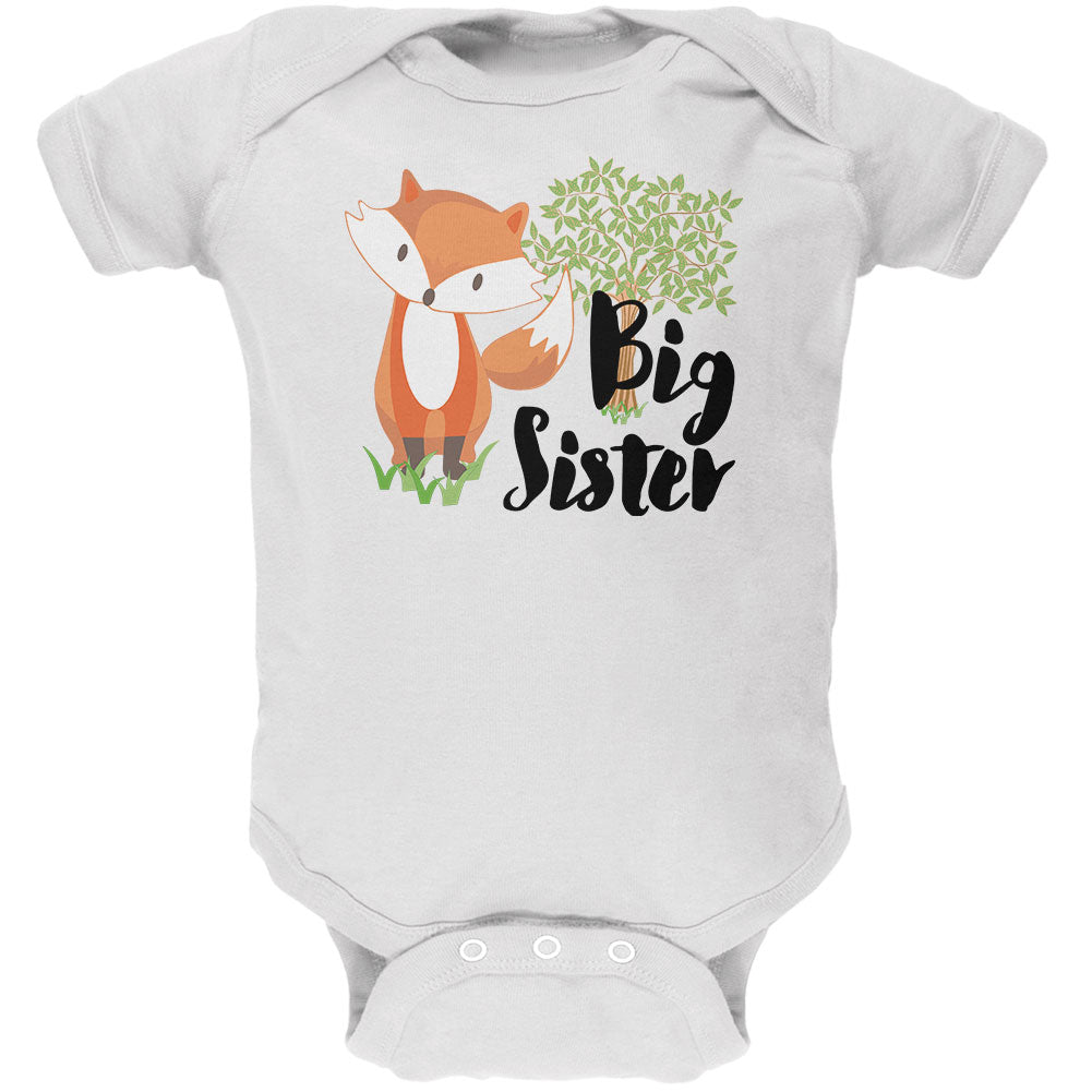 Big Sister Cute Fox Woodland Nature Soft Baby One Piece Baby One Piece Old Glory 0-3M White 