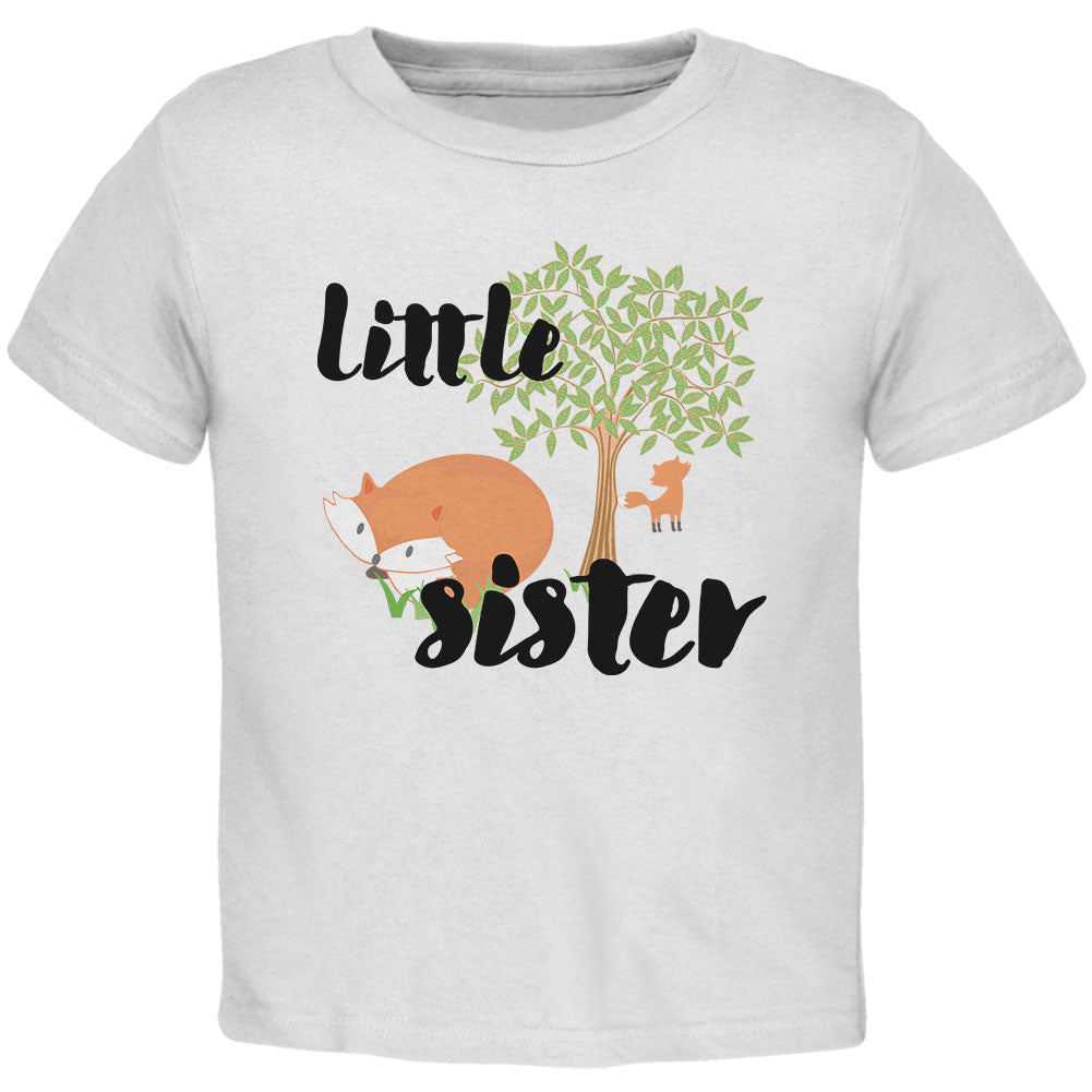 Little Sister Cute Fox Woodland Nature Toddler T Shirt Toddler T-Shirts Old Glory 2T White 